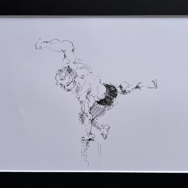 Tableau "Parkour Street Workout, L'homme en Equilibre" - Encre de chine sur papier 17 x 21