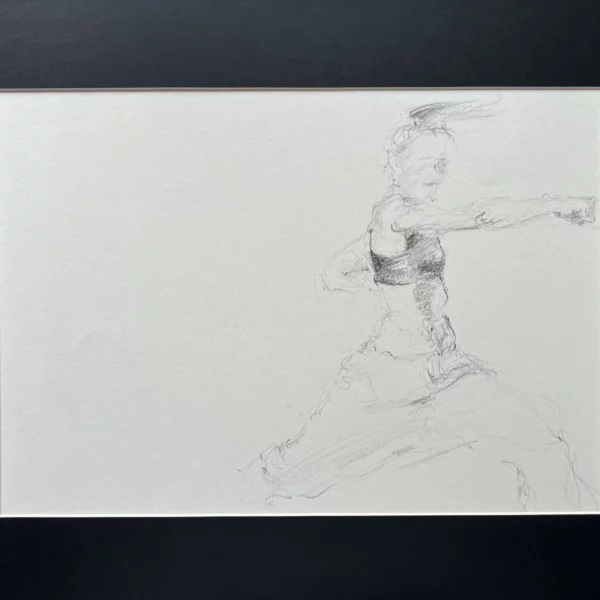 Dessin - Combattante, la force d'un geste - Arts Martiaux - Graphite sur papier - 20,5 x 29,4