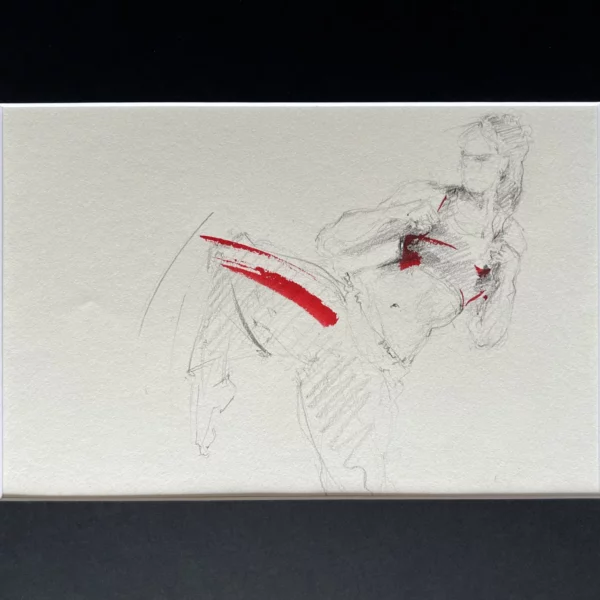 Dessin "Combattante, la précision du geste" - Arts Martiaux - Crayon et Encre sur papier - 20,5 x 29,4 - VENDU