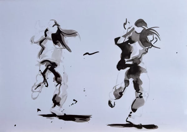 Dessin - Danse danse  - Encre de chine sur papier - 29,7 x 42