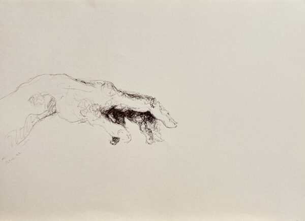 Dessin Mains miroir n°1 - Encre noire sur papier 29 x 40