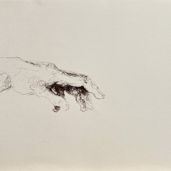 Dessin Mains miroir n°1 - Encre noire sur papier 29 x 40