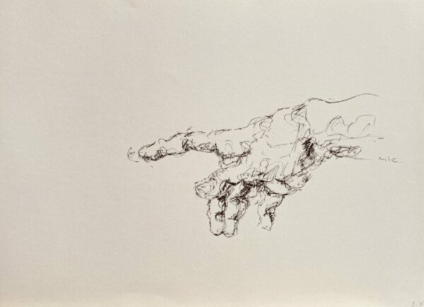 Dessin Mains miroir n°2 - Encre noire sur papier 29 x 40