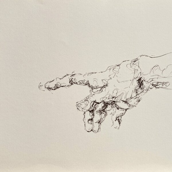 Dessin Mains miroir n°2 - Encre noire sur papier 29 x 40