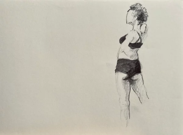 Dessin - Réflexion matinale  - Crayon graphite et Feutre sur papier - 29 x 40