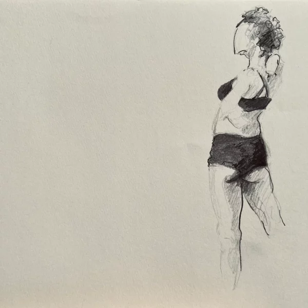 Dessin - Réflexion matinale  - Crayon graphite et Feutre sur papier - 29 x 40