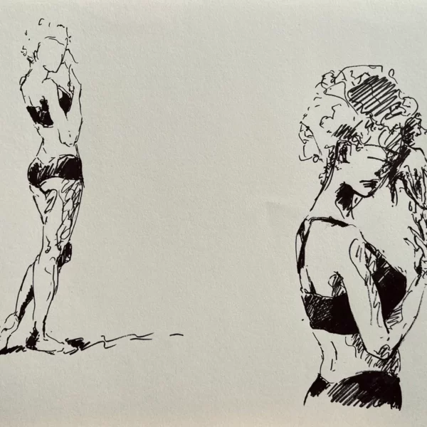 Dessin - Femme femme  - Feutre noir sur papier - 29 x 40