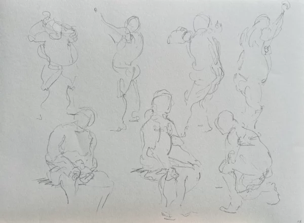 Dessin - Planche L'Homme nu  - Crayon graphite sur papier - 29 x 40