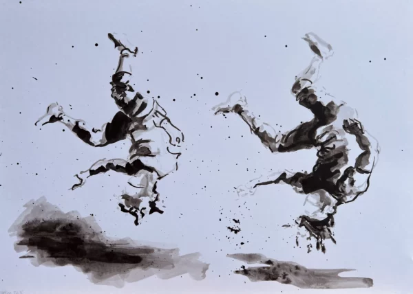 Dessin - Parkour pk  - Encre de chine sur papier - 29,7 x 42