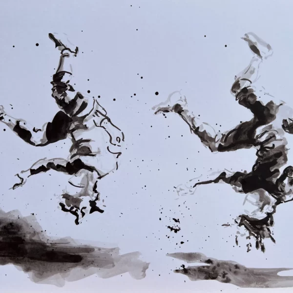 Dessin - Parkour pk  - Encre de chine sur papier - 29,7 x 42