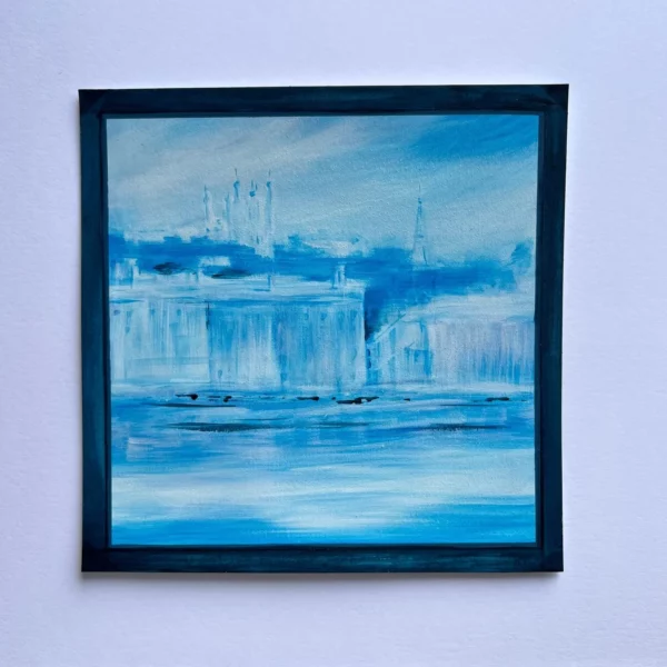 Lyon Fourvière Les quais de Saône en velours - Acrylique sur papier - 20 x 20