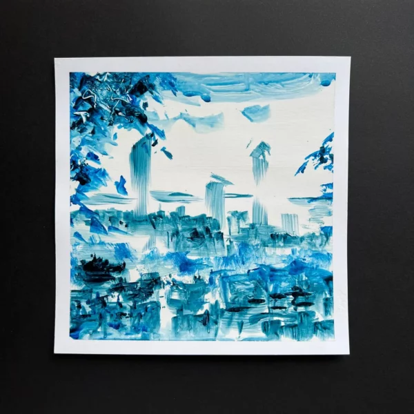 Lyon Les tours III - Acrylique sur papier - 20 x 20