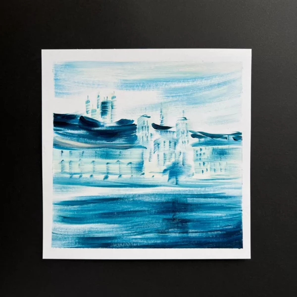 Lyon Fourvière Les quais de Saône, Impressions - Acrylique sur papier - 20 x 20