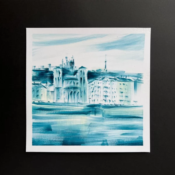 Lyon Fourvière St Jean Les quais de Saône, Impressions - Acrylique sur papier - 20 x 20