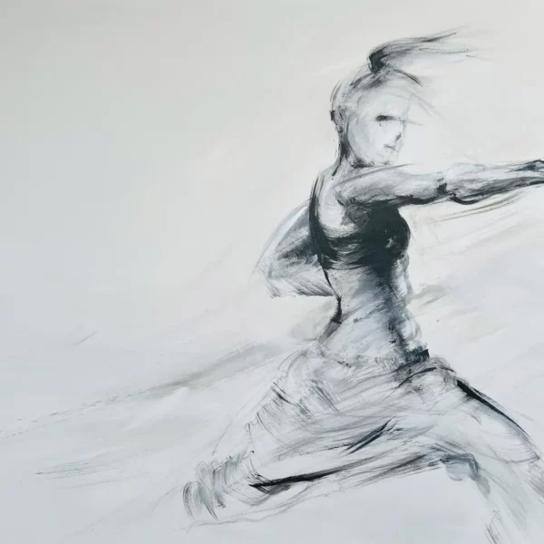 Peinture "Combattante, la puissance du geste VIII" - Arts Martiaux - Acrylique sur toile 97 x 130 cm