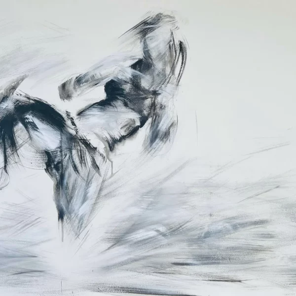 Peinture "Combattante, la puissance du geste IX" - Arts Martiaux - Acrylique sur toile 100,5 x 140 cm