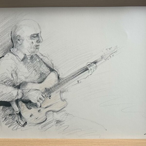 Dessin "Instant JAZZ" Pierre noire, Encre de Chine et Crayon de couleur sur papier 30 x 40 cm