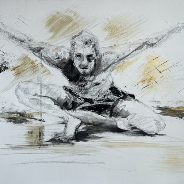 Peinture - En suspension Cage - Acrylique sur papier - 50 x 65