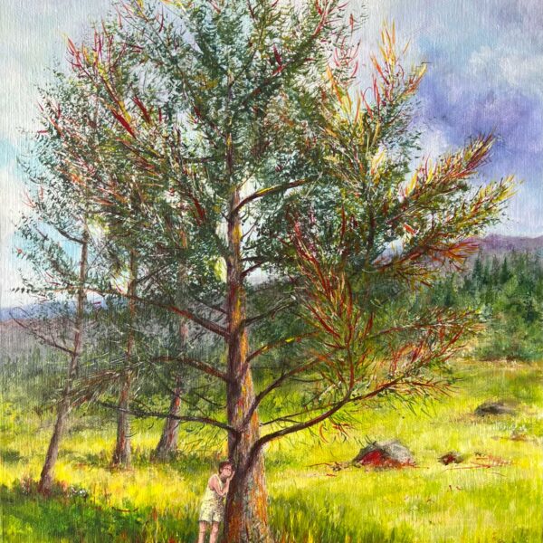 Tableau - Chuchotage avec un mélèze - Peinture Acrylique sur toile - 41 x 33 cm - 6F