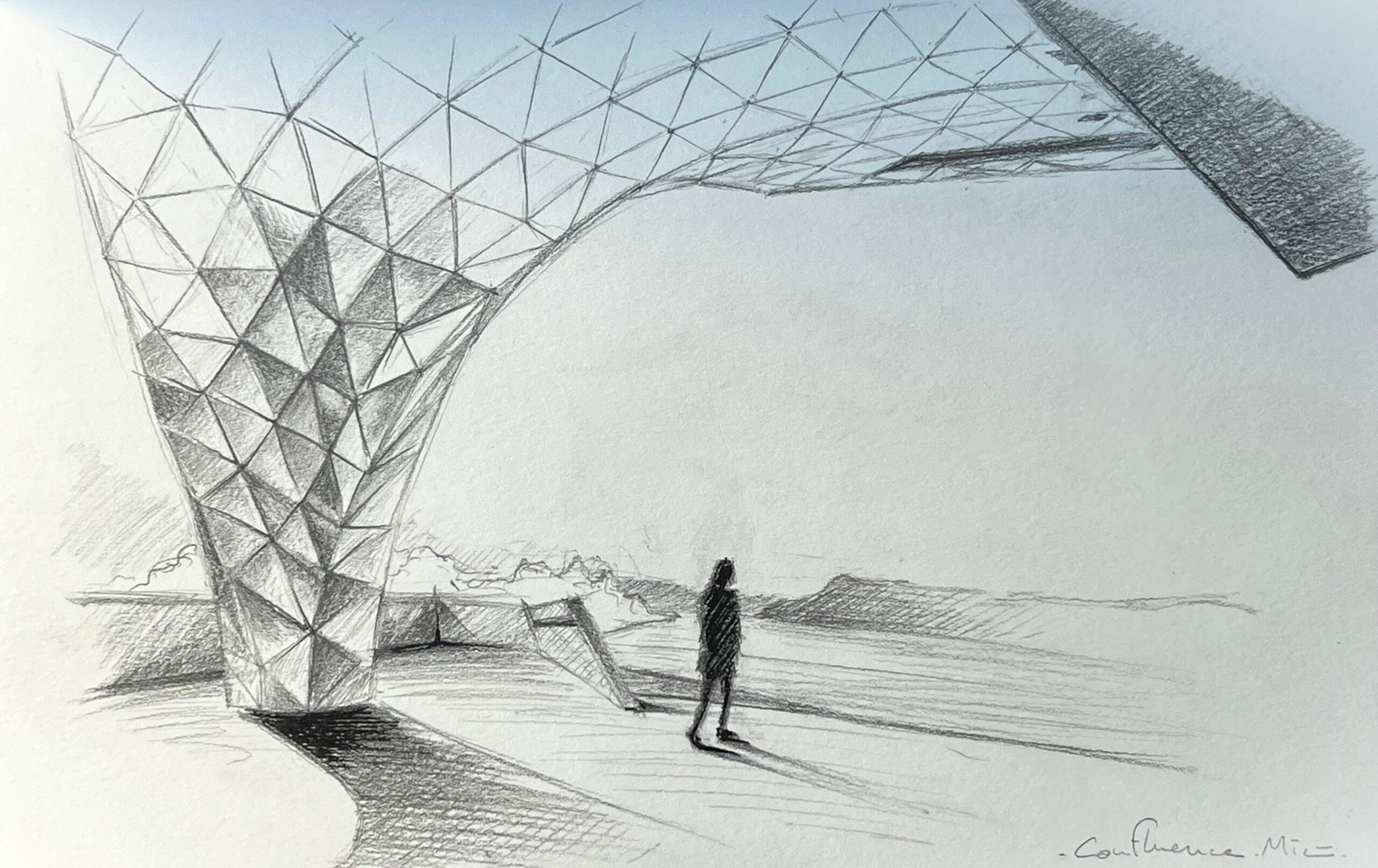 Dessin - LYON - Musée des Confluences - Graphite et Feutre sur papier - 14,5 x 23
