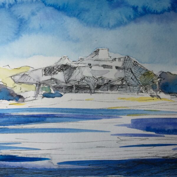 Dessin - LYON - Musée des Confluences - Feutre et Aquarelle sur papier - 14,5 x 23