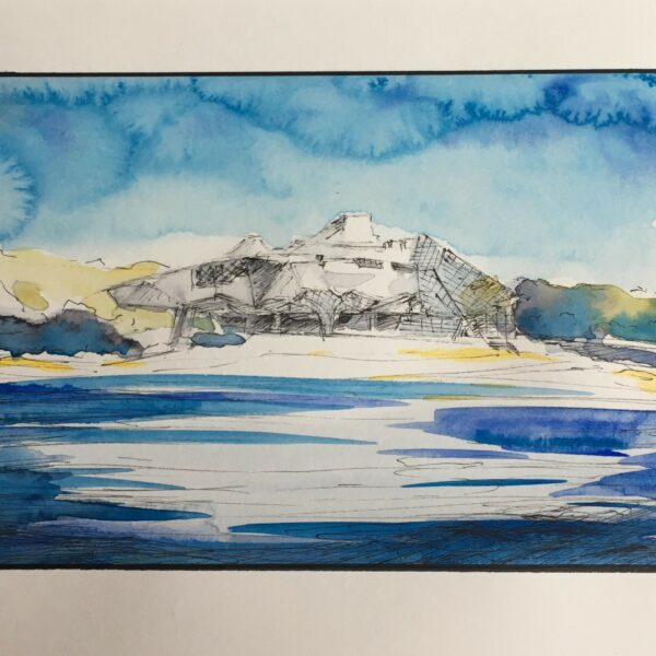 Dessin - LYON - Musée des Confluences - Feutre et Aquarelle sur papier - 14,5 x 23