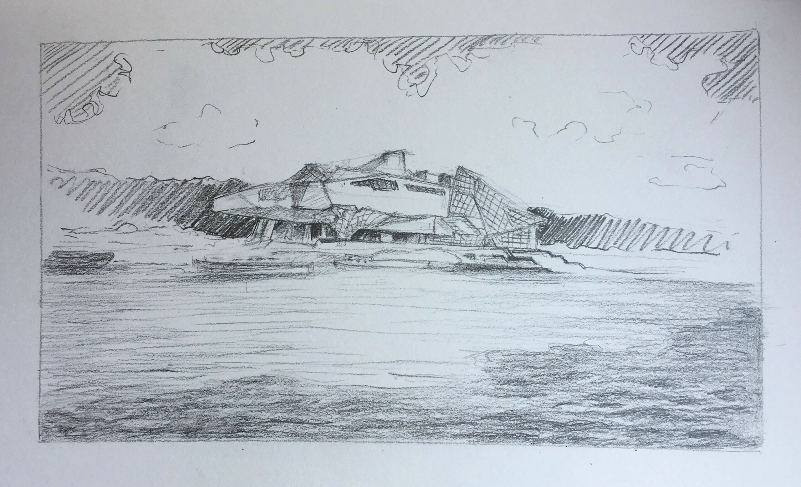 Dessin - LYON - Musée des Confluences - Feutre sur papier - 14,5 x 23