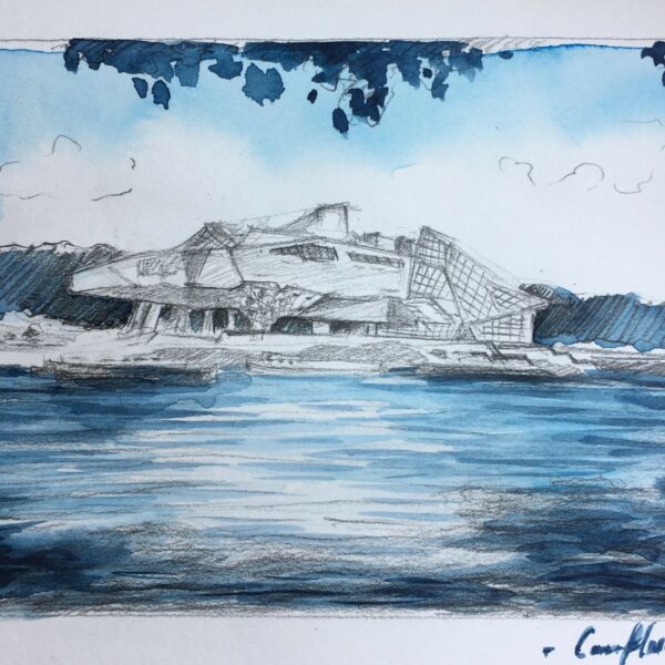 Dessin - LYON - Musée des Confluences - Graphite et Aquarelle sur papier - 14,5 x 23