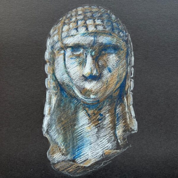 Dessin - Les Plantureuses - La Dame de Brassempouy - Crayon sur papier - 18,5 x 21 cm