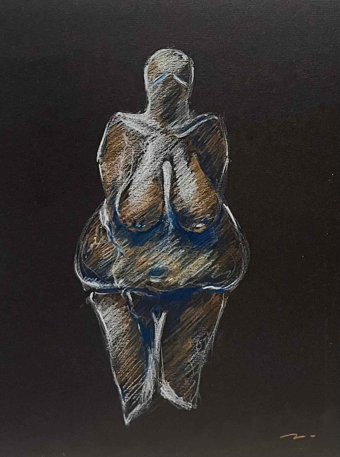 Dessin - Les Plantureuses - Vénus de Dolni Vestonice- Crayon sur papier - 18,5 x 21 cm