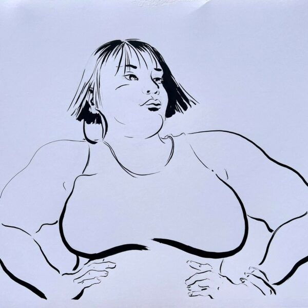 Encre - Les Plantureuses - Libre ! - Encre de Chine sur papier - 65 x 50 cm