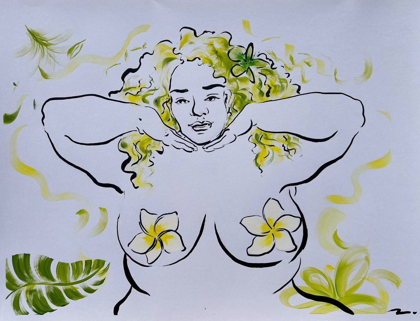 Encre - Les Plantureuses - L'éloge des coubes - Encre de Chine et Acrylique sur papier - 65 x 50 cm